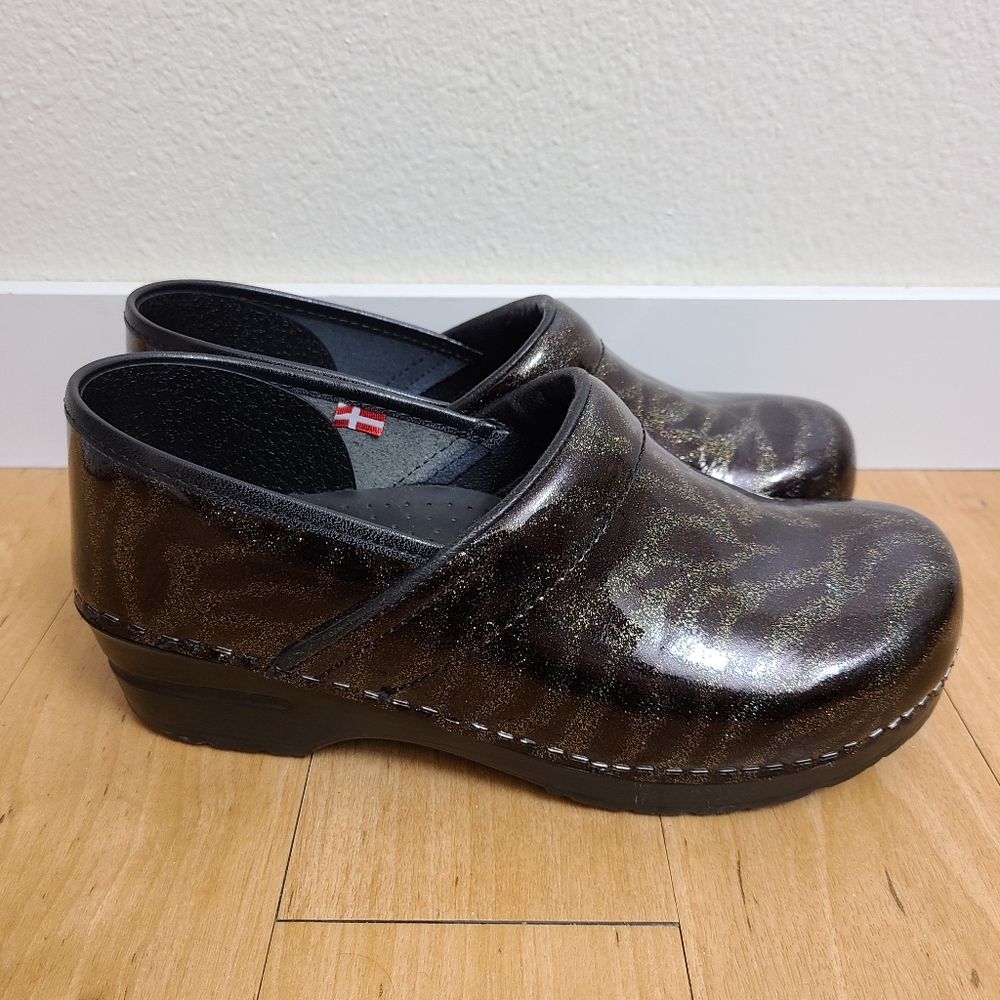 Sanita Zebra Print Sparkle Professional Clogs